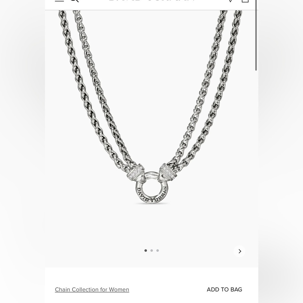 David yurman Double Wheat Chain Necklace
Sterling Silver with Diamonds, 4mm